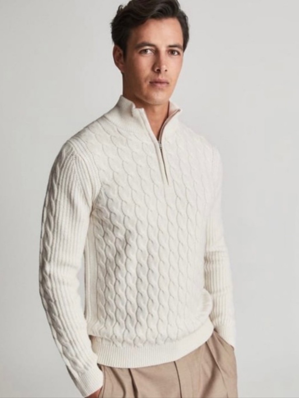 Reiss Dewi Cable-Knit Half-Zip Sweater Sz M